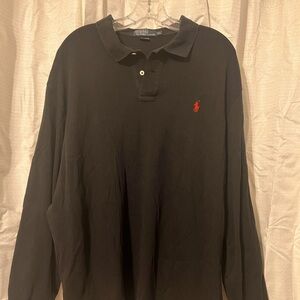 Ralph Lauren long sleeve black polo XL